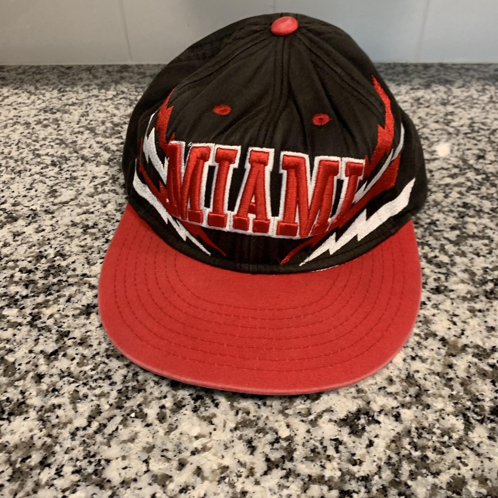 Miami Heat Hat Cap Snap Back Black Red Embroidered Lightning Green Undervisor